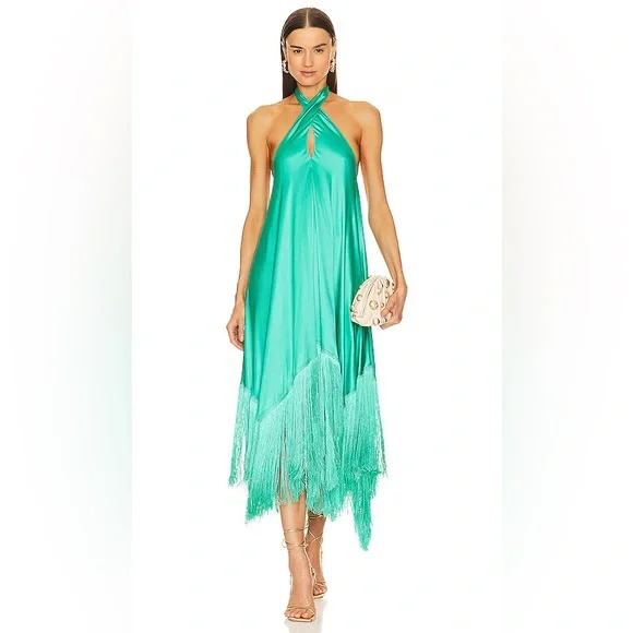 Cult Gaia | Ali Fringe Silk Maxi Dress - Picture 1 of 7